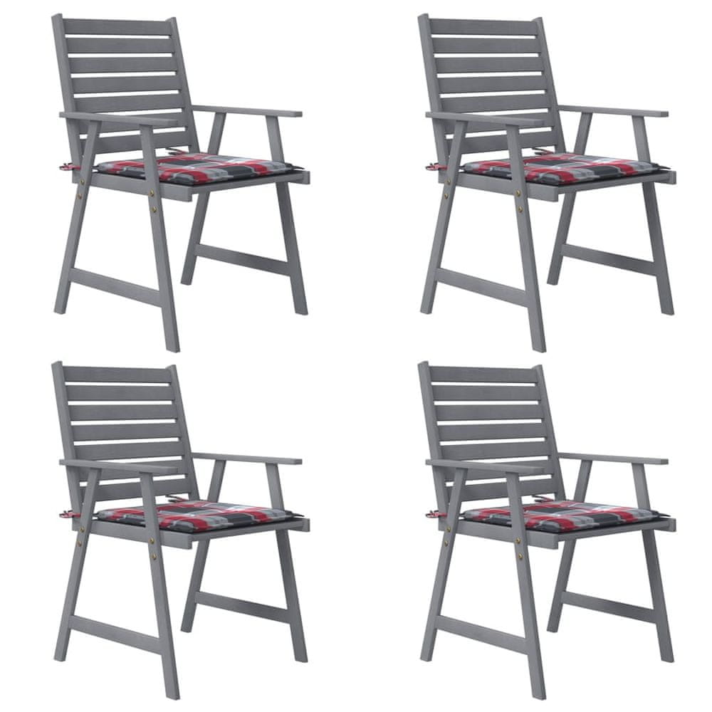 Vidaxl Záhradné jedálenské stoličky s vankúšmi 4 ks akáciový masív